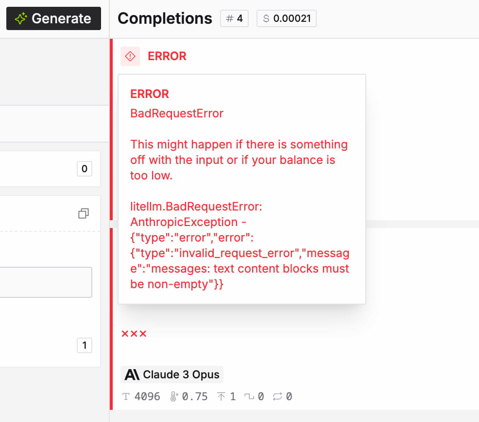 Completion error example