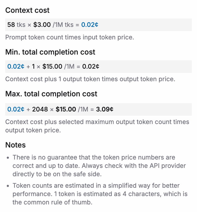 Inference cost estimation