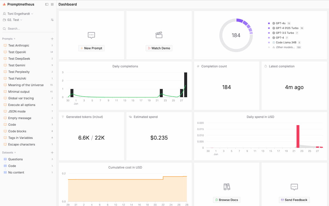 Promptmetheus Dashboard