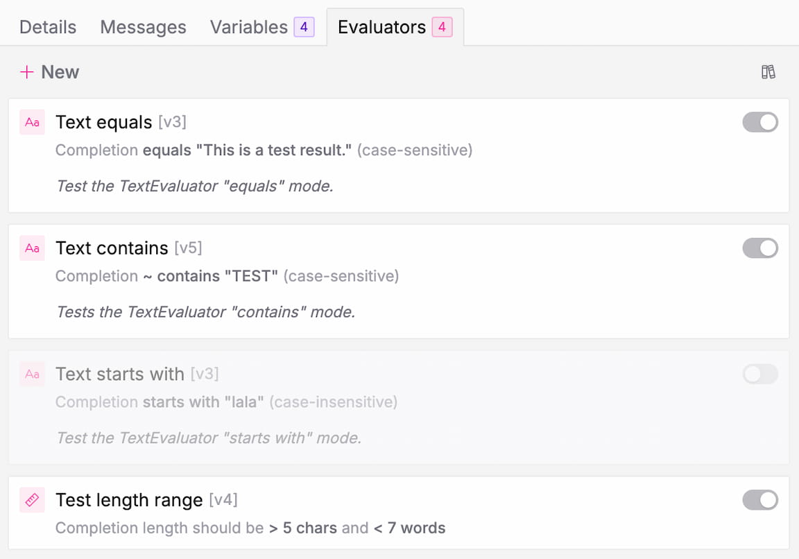 Evaluator list