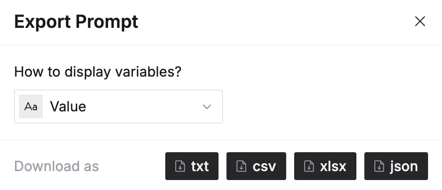 Prompt export dialog