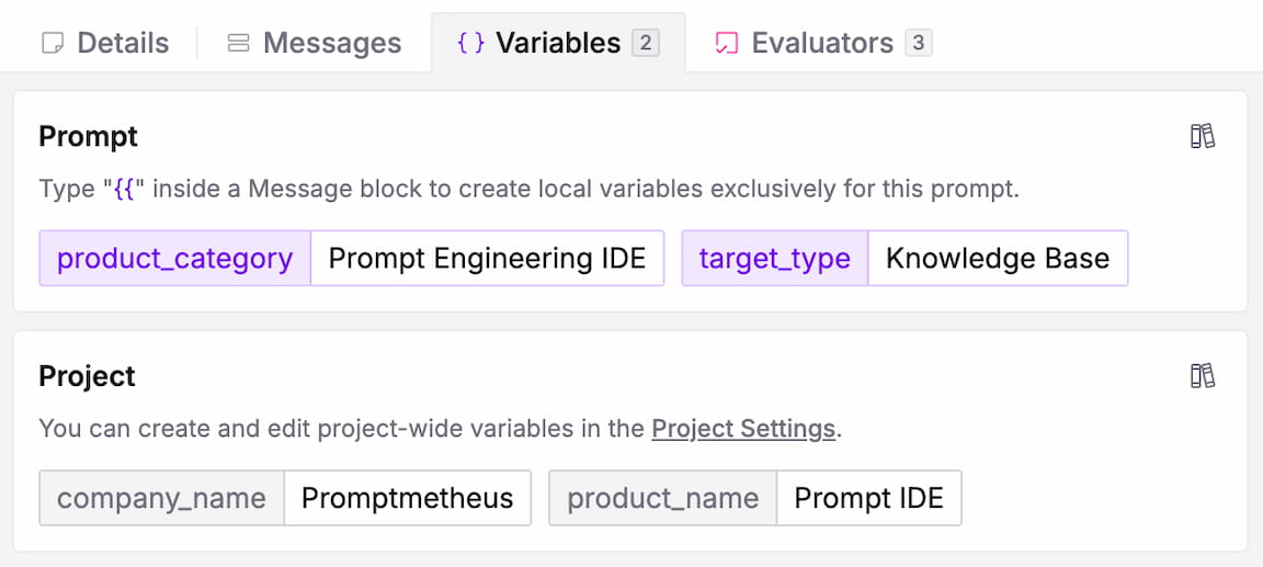 Variable configuration inside a prompt